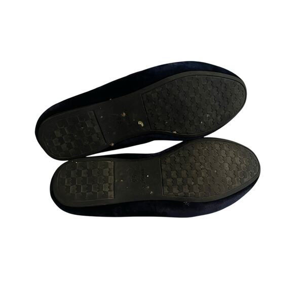 Birdies The Starling Blue Velvet Flats Loafers •9.5• Ballet Slip On Shoes - Picture 5 of 7